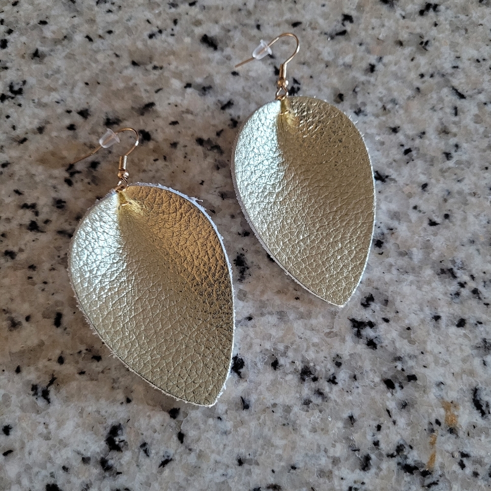 Faux Leather Leaf Earrings!
